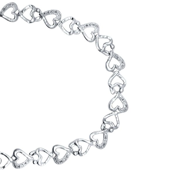 Maulijewels Mother & Child 0.10 Ct Diamond 925 Sterling Silver Linked Bracelet - Picture 2 of 7